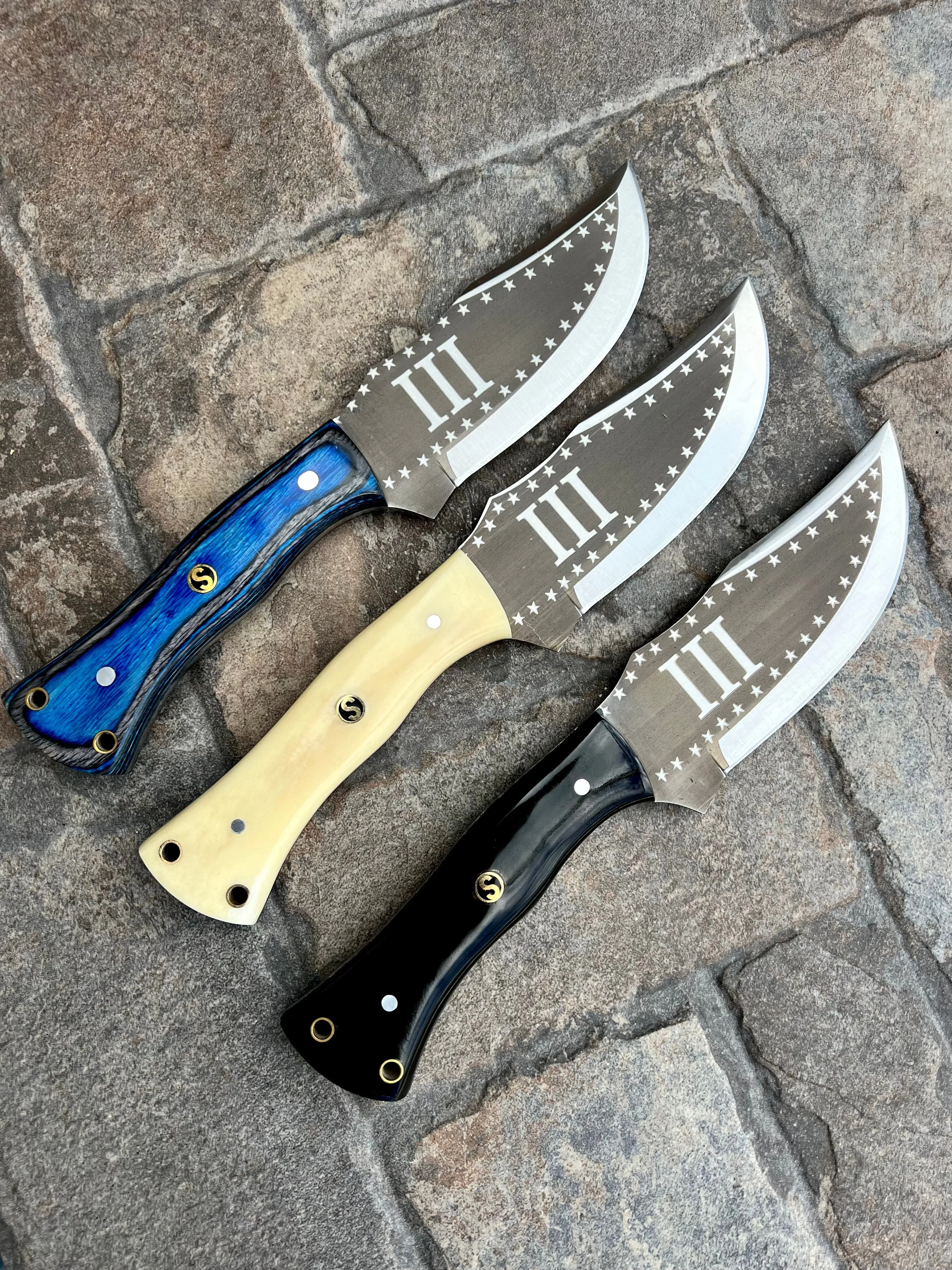 10” Rough Rider Series - III Patriot - Blue & Black Wood - D2 Steel - Horizontal & Vertical Carry - CUS30