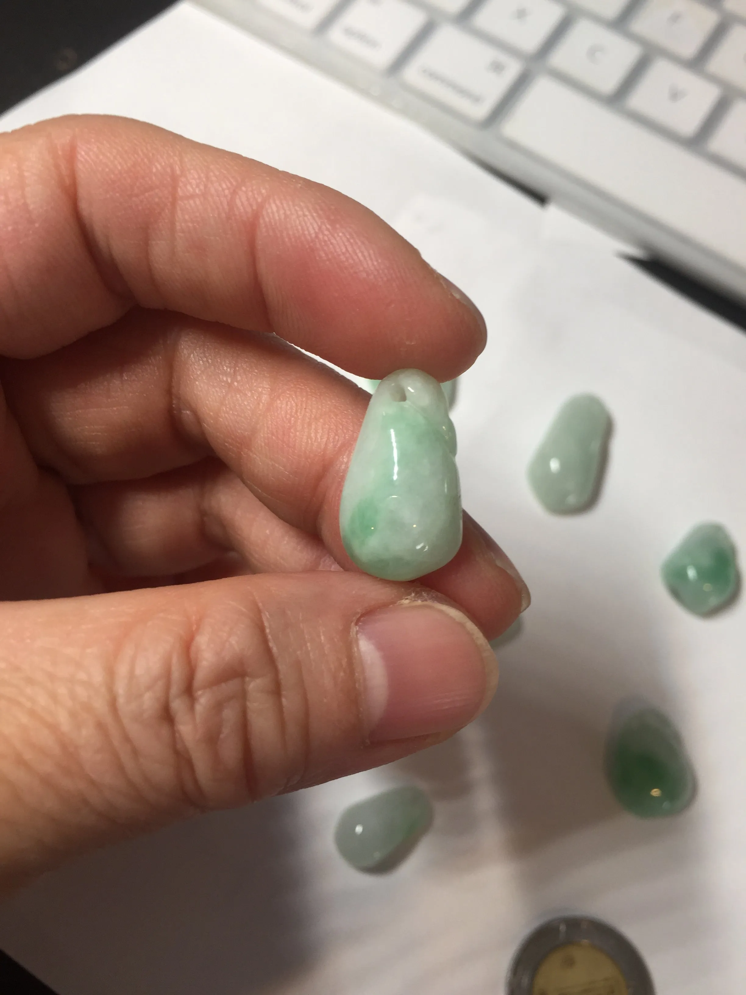 100% Natural type A icy watery sunny green jadeite Jade bamboo/blessing melon pendant BM56