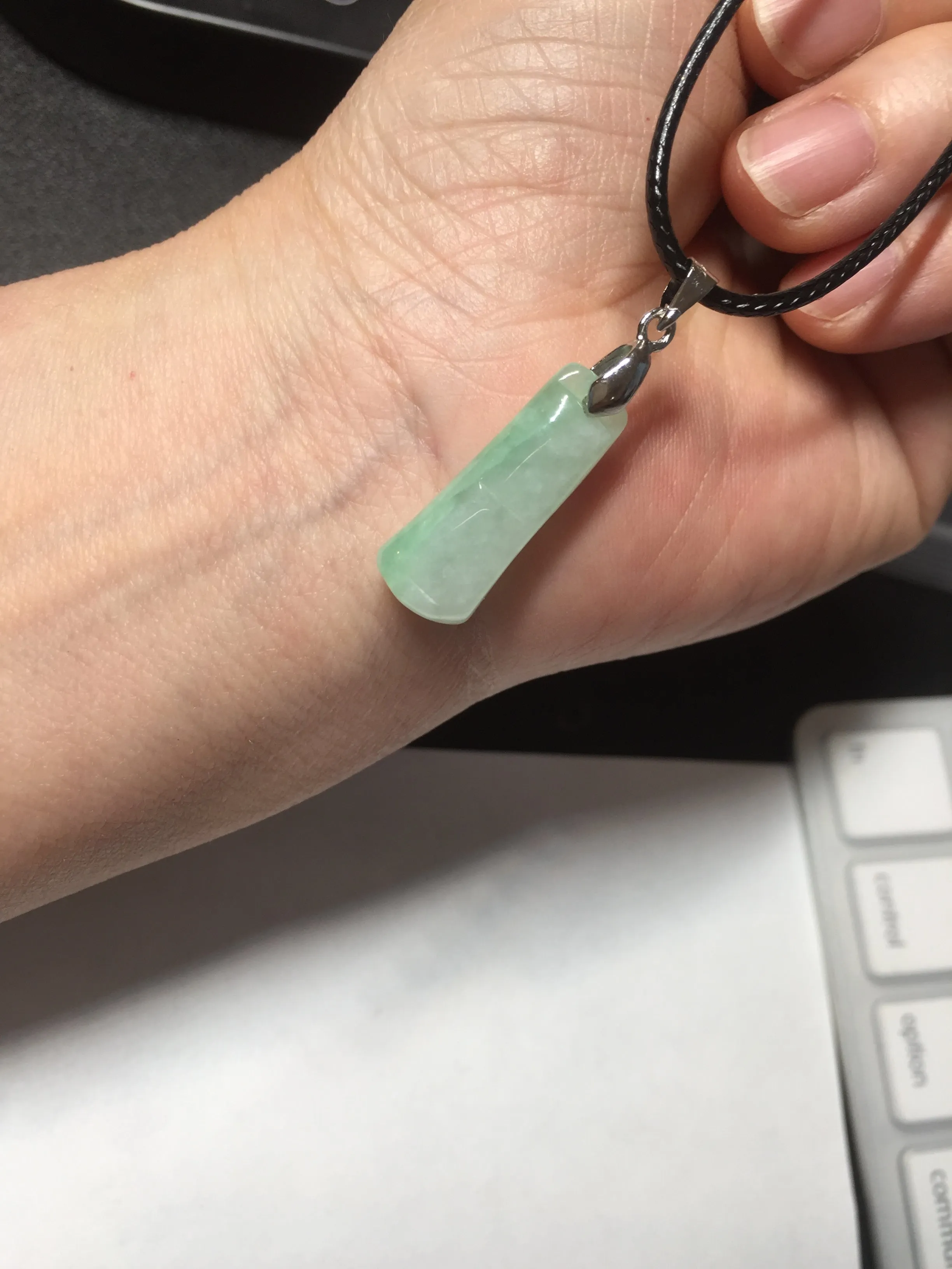 100% Natural type A icy watery sunny green jadeite Jade bamboo/blessing melon pendant BM56