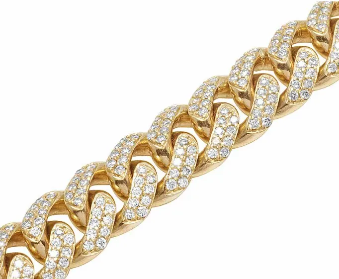 11MM 10K Solid Gold Diamond Cuban Chain