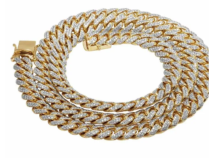 11MM 10K Solid Gold Diamond Cuban Chain