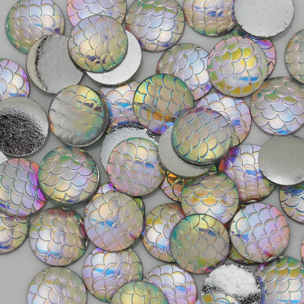 12mm Round Mermaid Cabochon,AB Color Cabochon,Jewelry Findings Supplies,Thickness 2.5mm,50pcs/lot