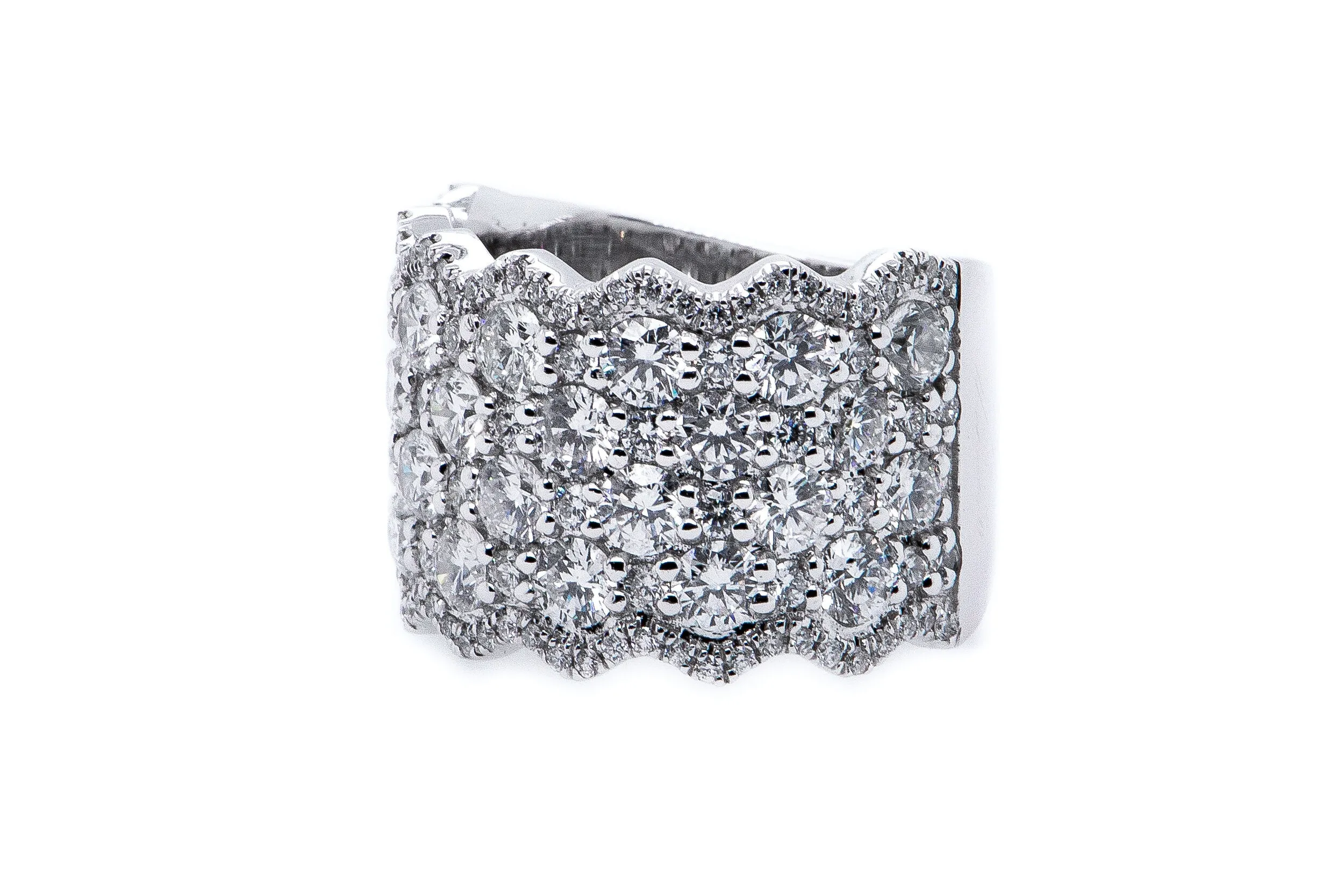 14k White 3.87cttw Round Diamond Cocktail Ring