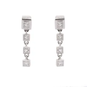 18K Solid White Gold Dangle Earring