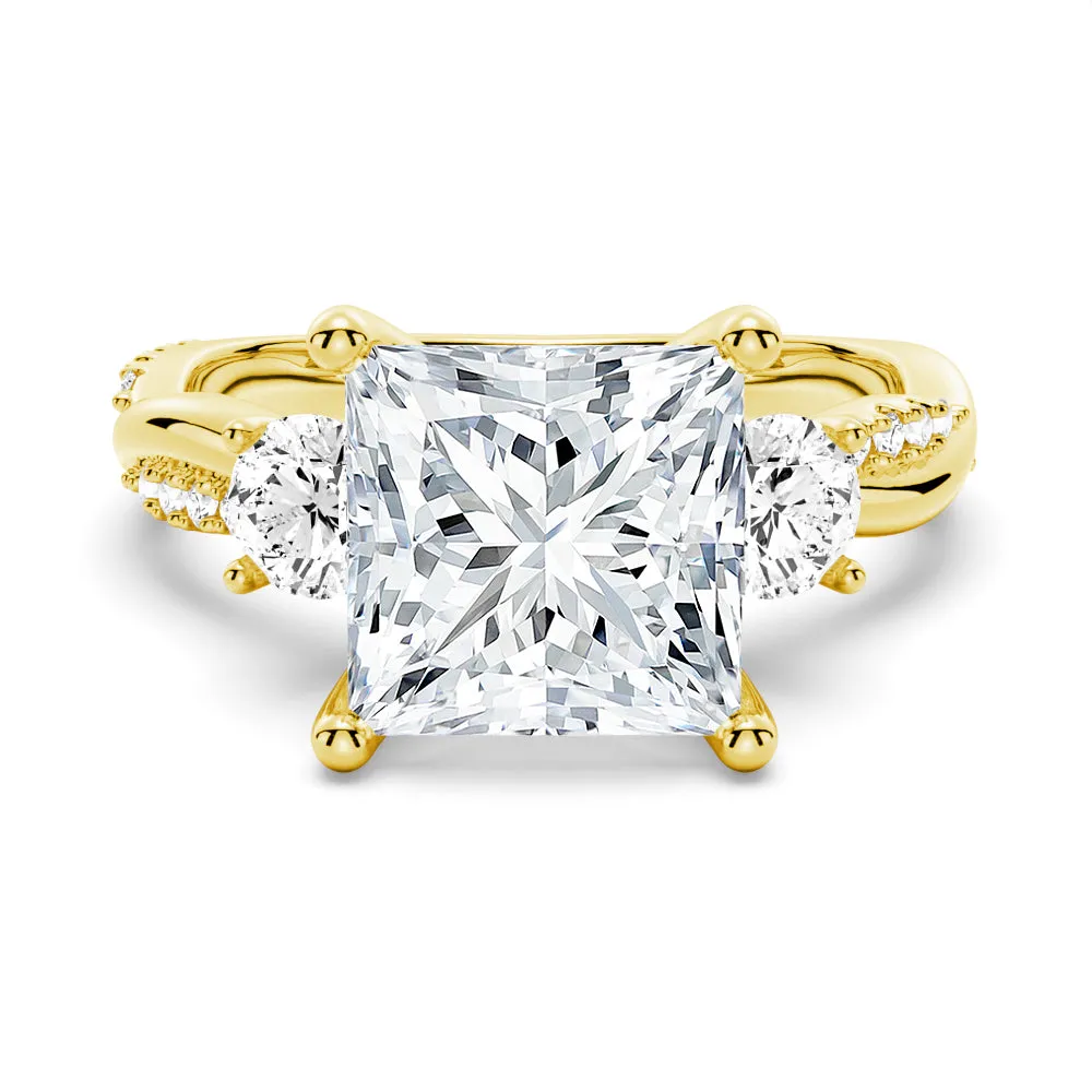 3 CT. Twist Vine Princess-Cut Moissanite Engagement Ring