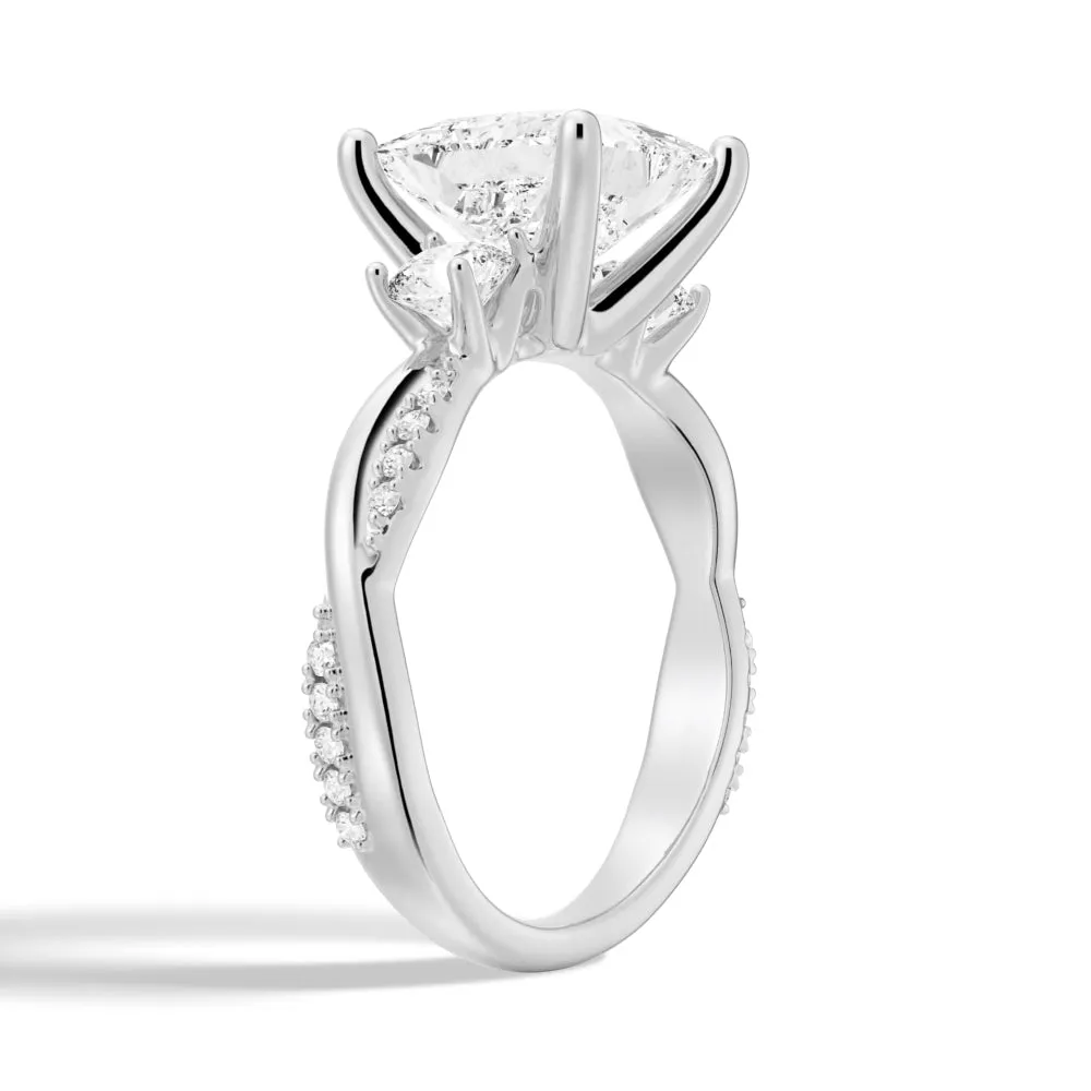 3 CT. Twist Vine Princess-Cut Moissanite Engagement Ring