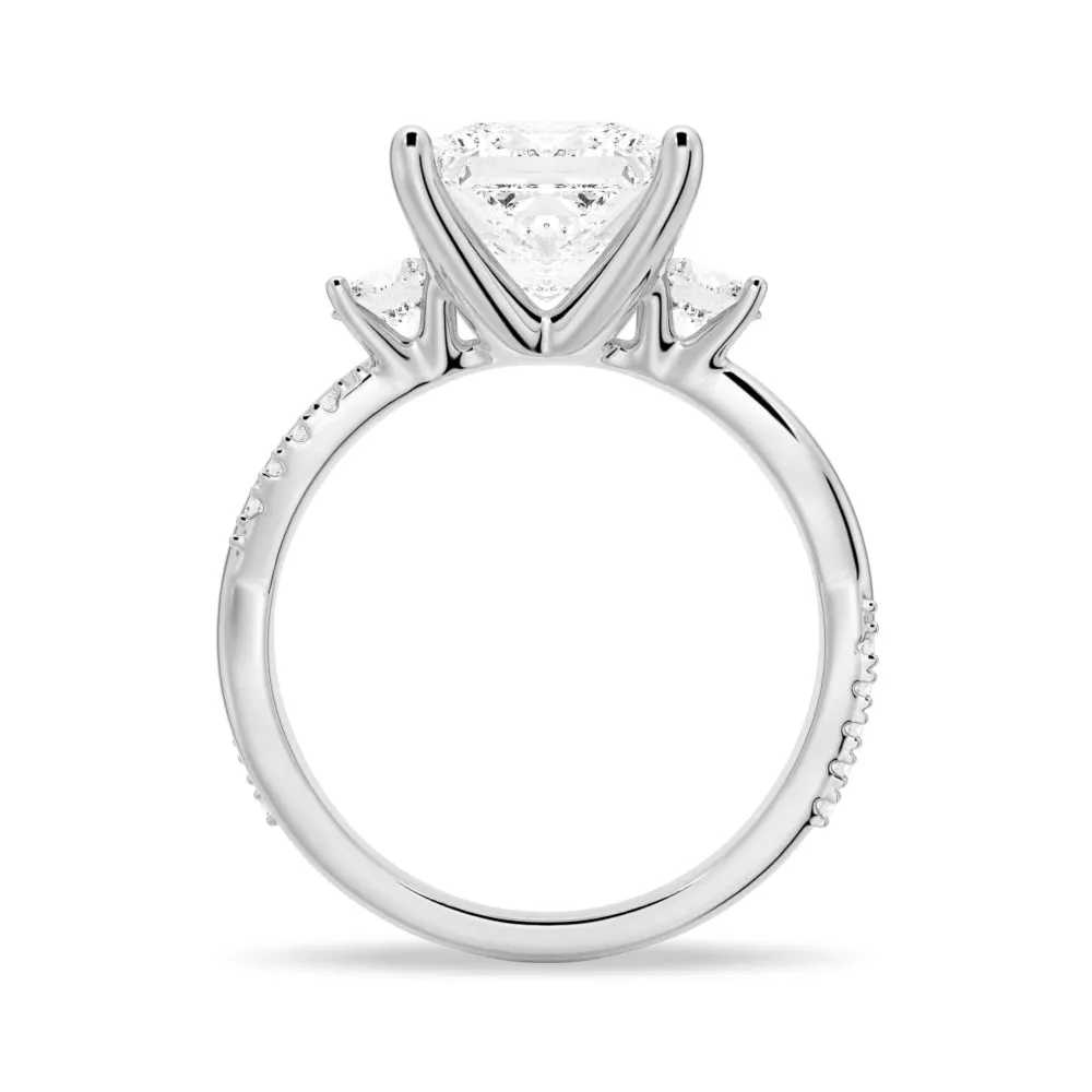 3 CT. Twist Vine Princess-Cut Moissanite Engagement Ring