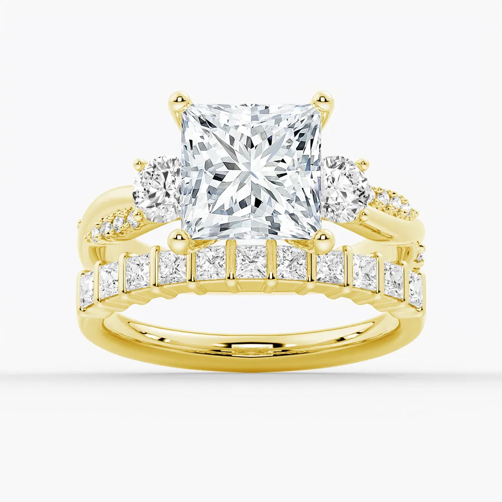 3 CT. Twist Vine Princess-Cut Moissanite Engagement Ring