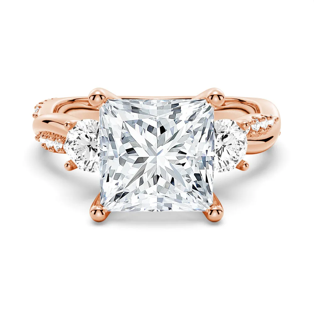 3 CT. Twist Vine Princess-Cut Moissanite Engagement Ring