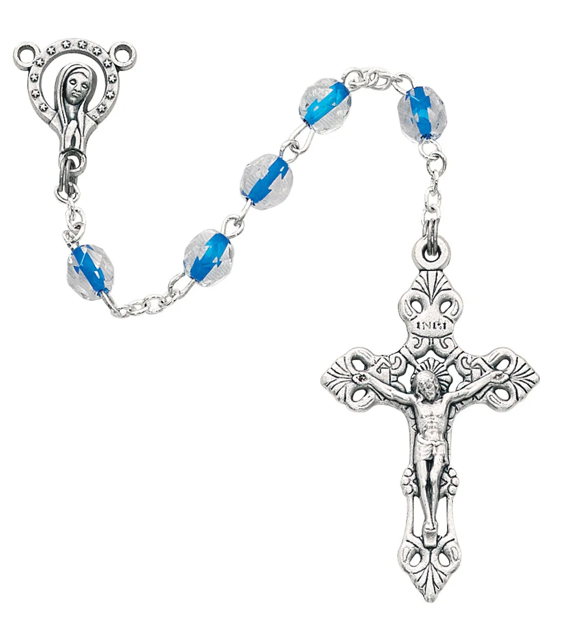 6mm Blue Crystal Rosary