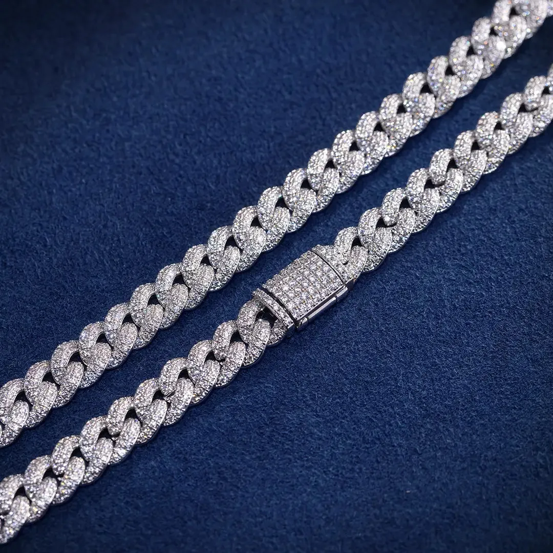 8MM Cuban Link Chain White Gold