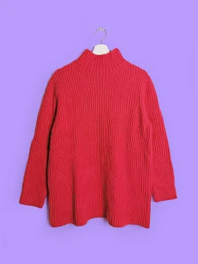 90's Virgin Wool Cable Knit Pink Sweater - size S-M