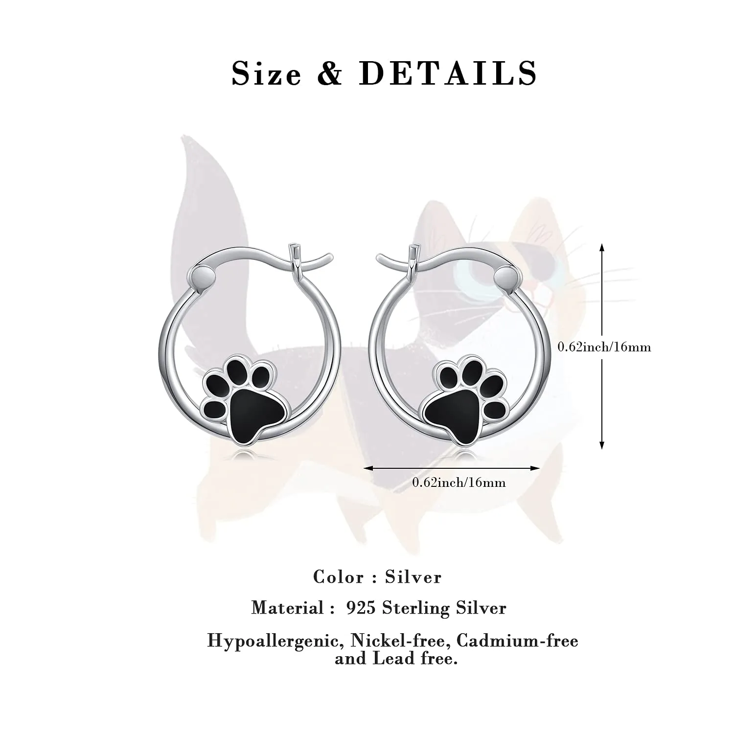 925 Sterling Silver Small Hoop Earrings for Sensitive Ears Cute Animal Jewelry Gifts for Women Daughter