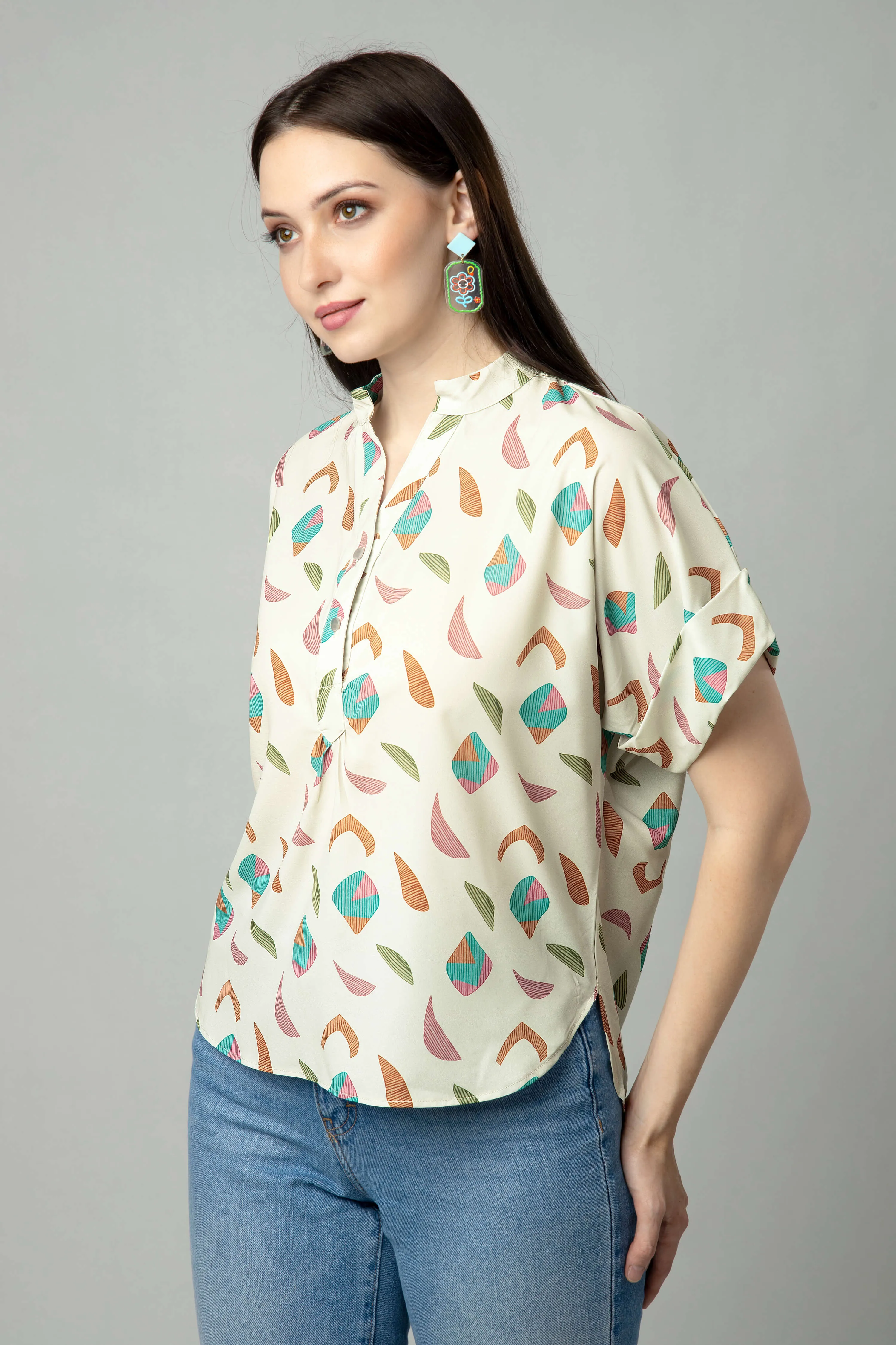 Abstract V Neck Top