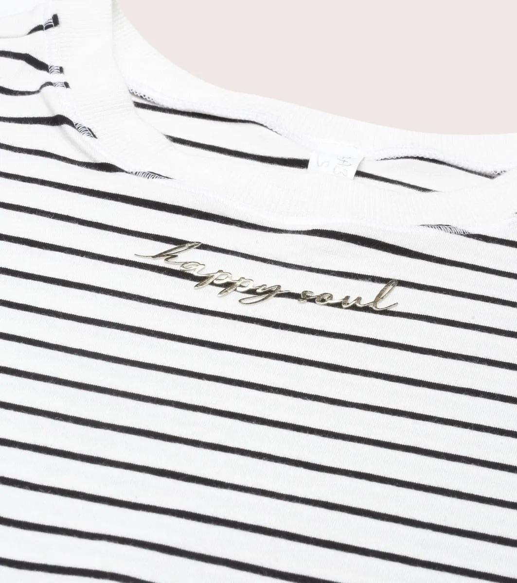 Active Cotton Tee -Stripes | Yarn Dyed Stripe Short Sleeve Anti-Odour Cotton Tee With Graphic