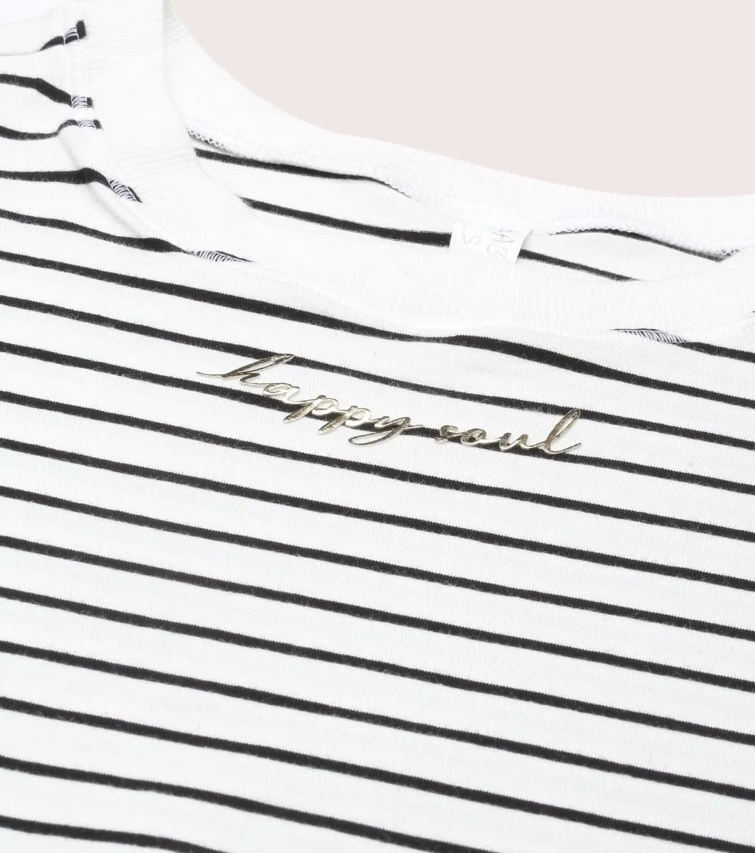 Active Cotton Tee -Stripes | Yarn Dyed Stripe Short Sleeve Anti-Odour Cotton Tee With Graphic