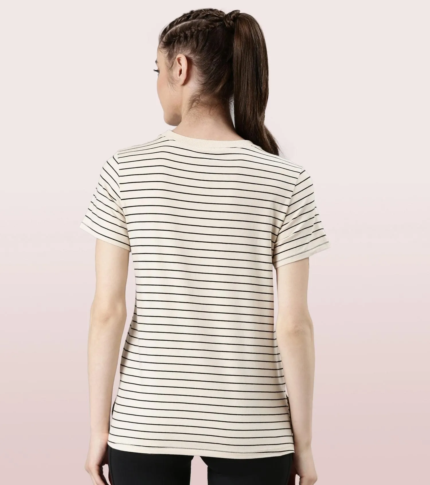 Active Cotton Tee -Stripes | Yarn Dyed Stripe Short Sleeve Anti-Odour Cotton Tee With Graphic