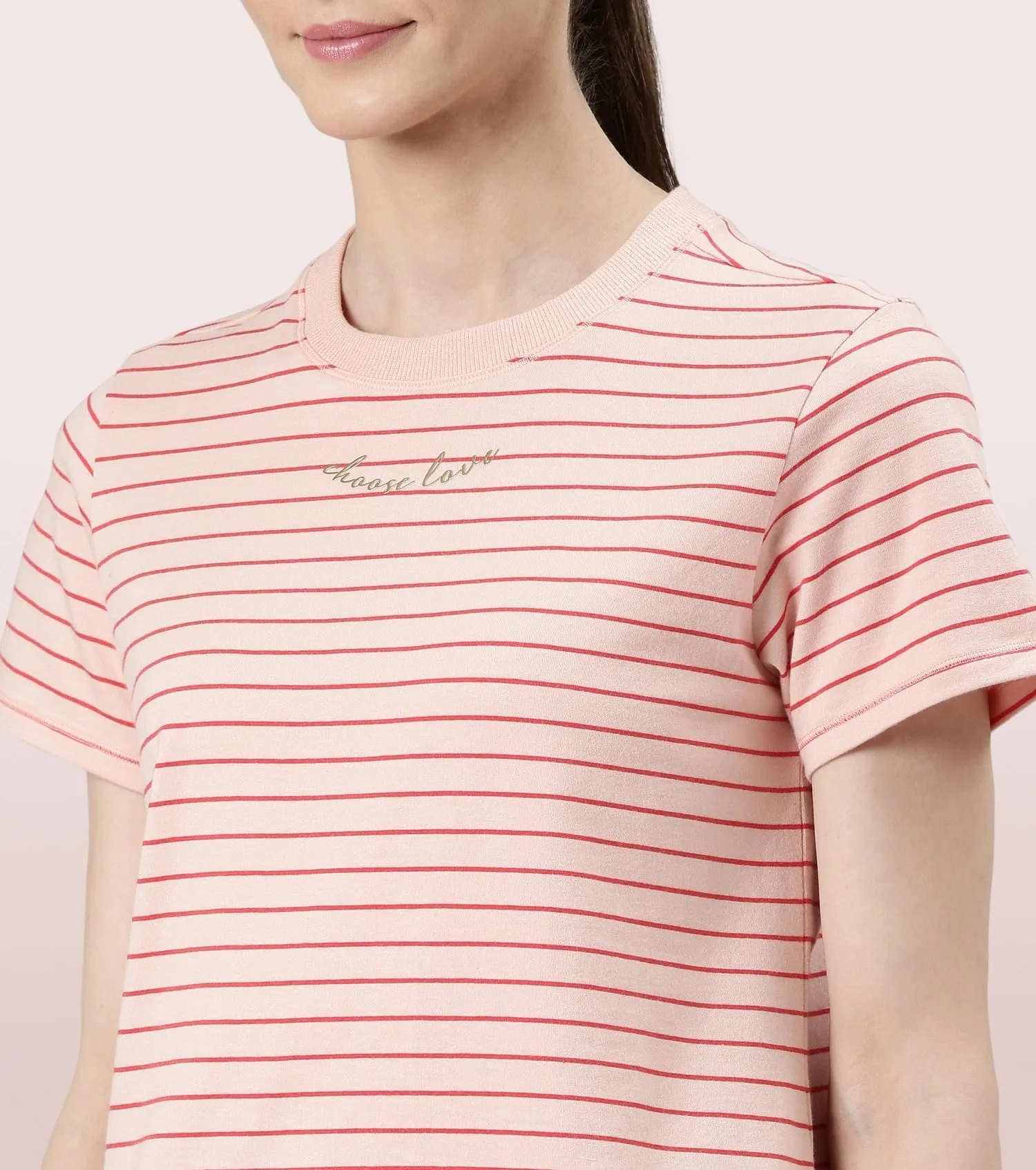 Active Cotton Tee -Stripes | Yarn Dyed Stripe Short Sleeve Anti-Odour Cotton Tee With Graphic