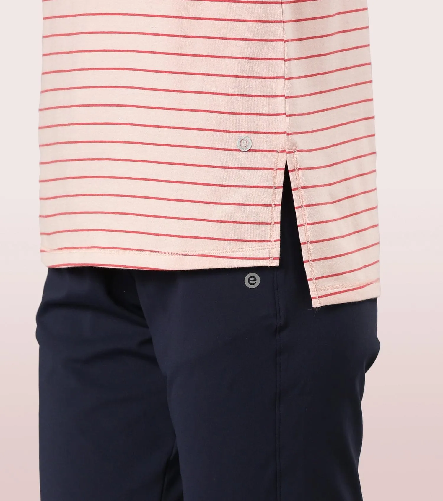 Active Cotton Tee -Stripes | Yarn Dyed Stripe Short Sleeve Anti-Odour Cotton Tee With Graphic