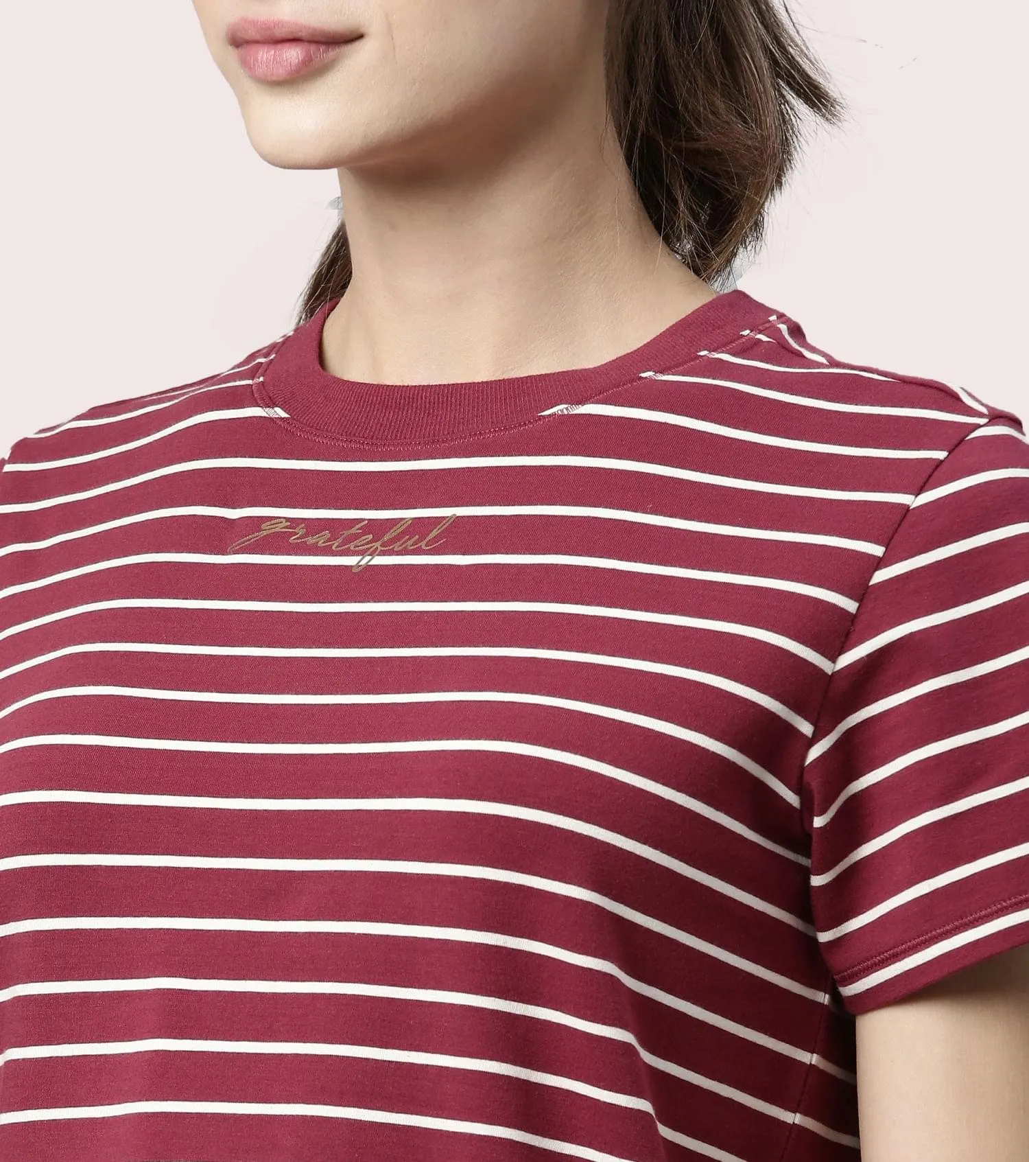 Active Cotton Tee -Stripes | Yarn Dyed Stripe Short Sleeve Anti-Odour Cotton Tee With Graphic