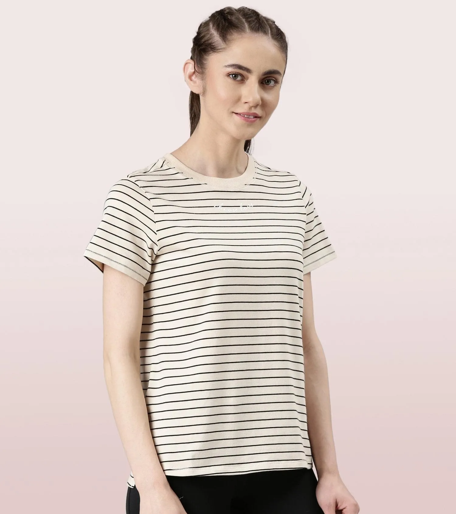 Active Cotton Tee -Stripes | Yarn Dyed Stripe Short Sleeve Anti-Odour Cotton Tee With Graphic