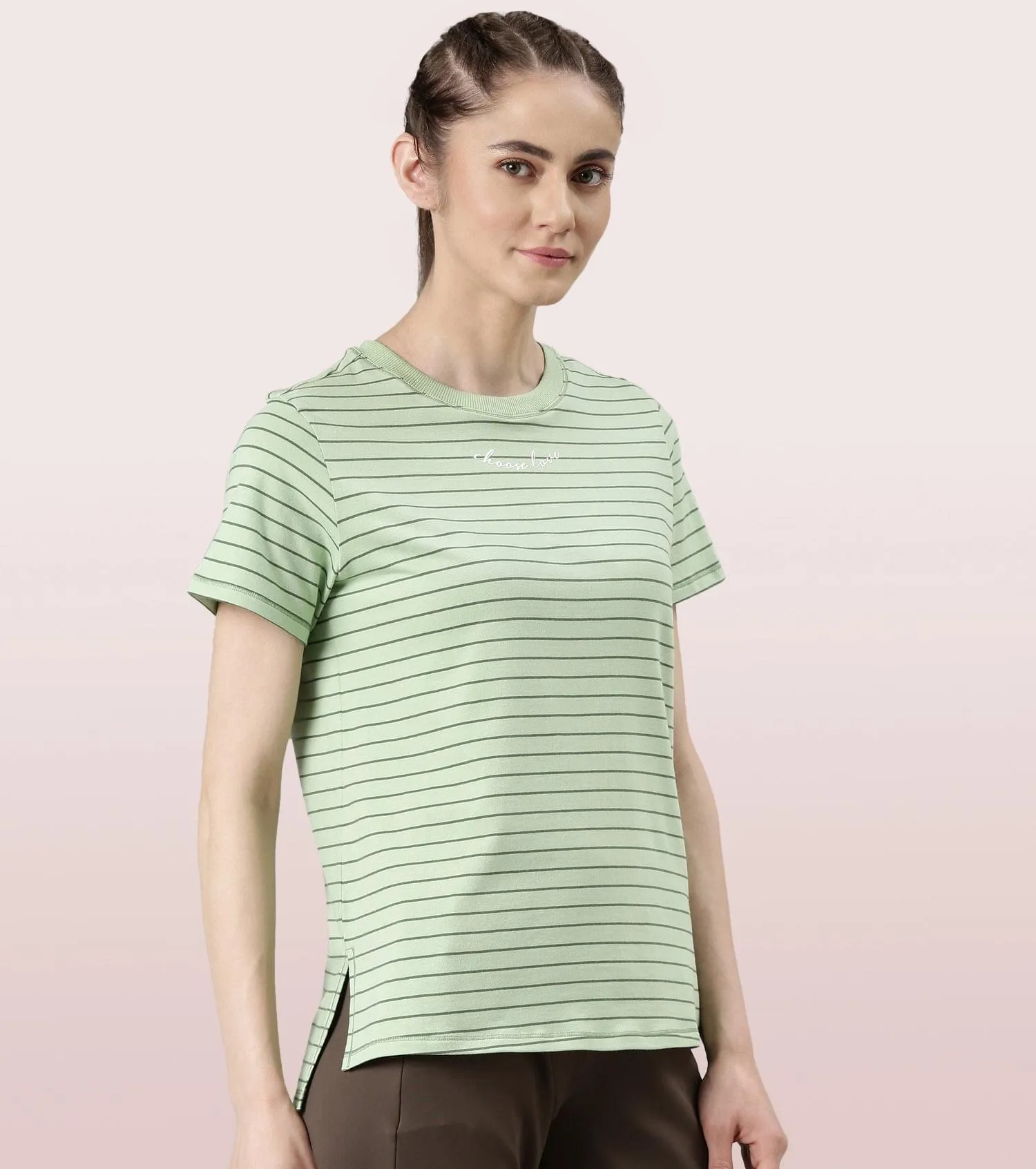 Active Cotton Tee -Stripes | Yarn Dyed Stripe Short Sleeve Anti-Odour Cotton Tee With Graphic