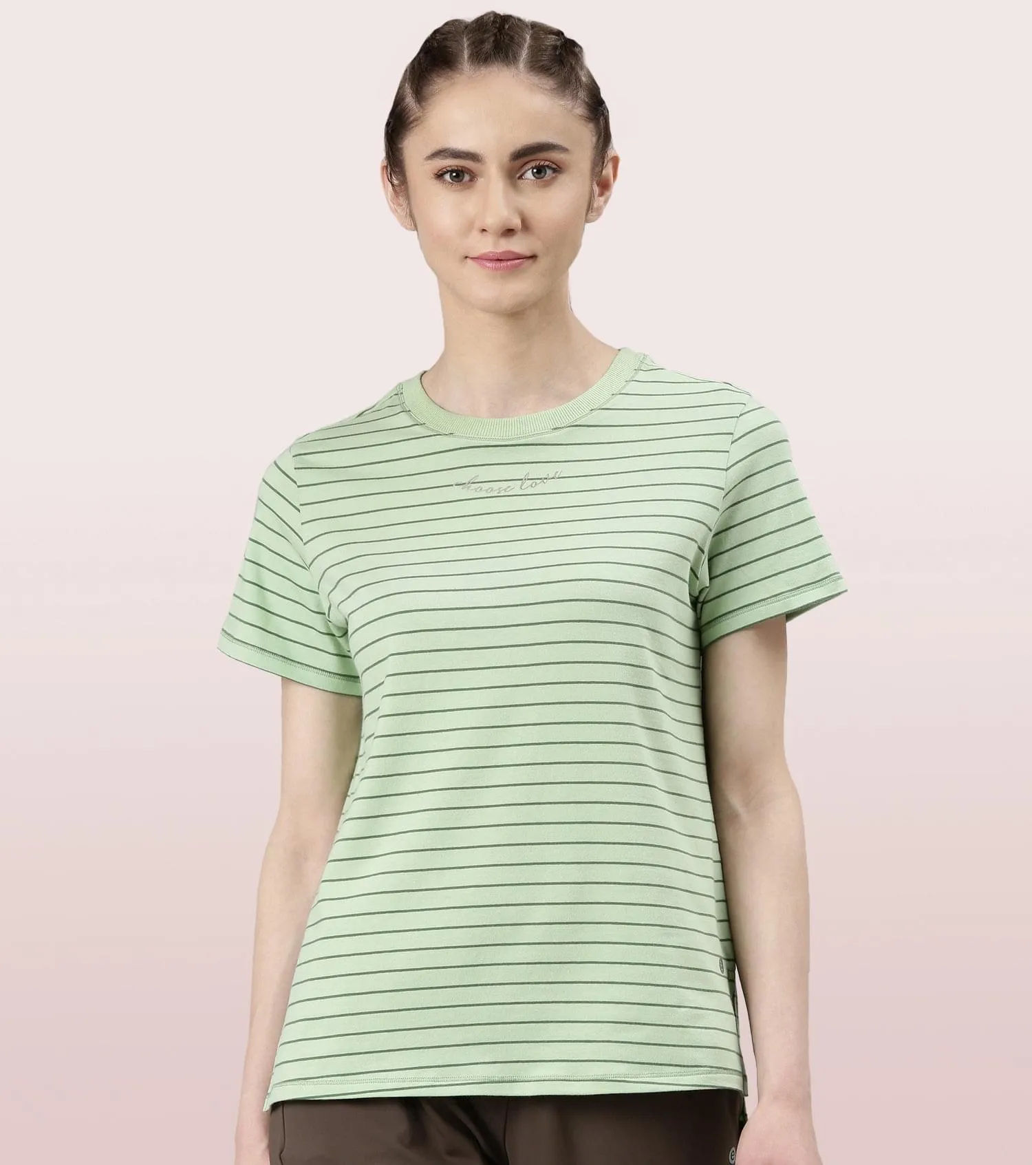 Active Cotton Tee -Stripes | Yarn Dyed Stripe Short Sleeve Anti-Odour Cotton Tee With Graphic