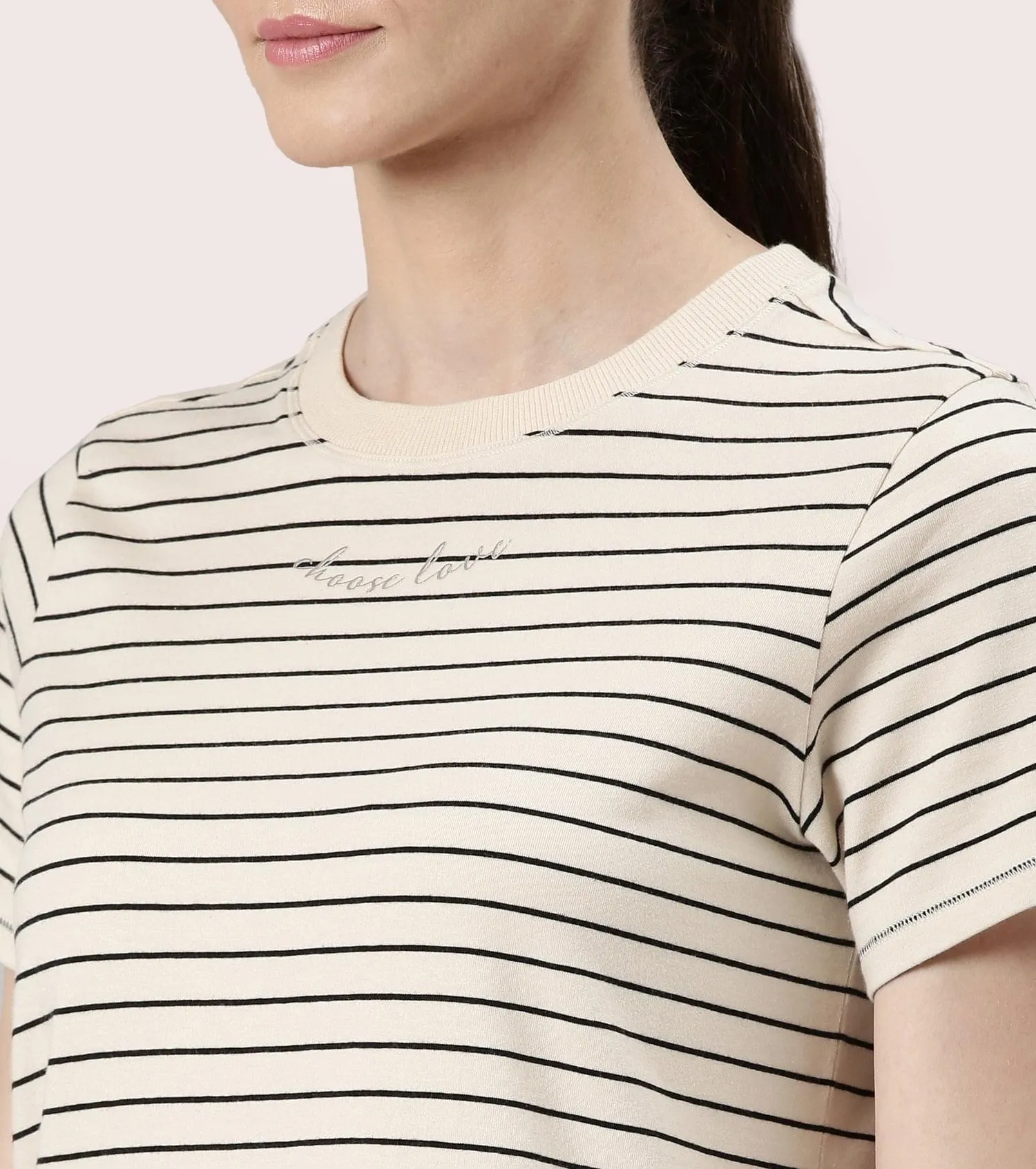 Active Cotton Tee -Stripes | Yarn Dyed Stripe Short Sleeve Anti-Odour Cotton Tee With Graphic