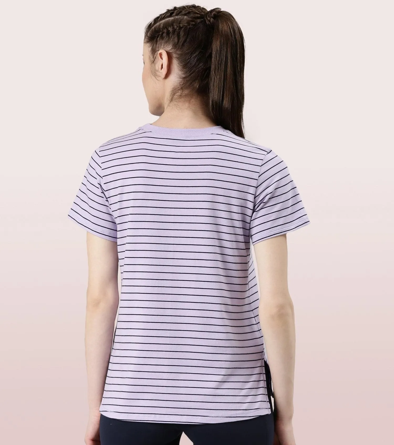 Active Cotton Tee -Stripes | Yarn Dyed Stripe Short Sleeve Anti-Odour Cotton Tee With Graphic