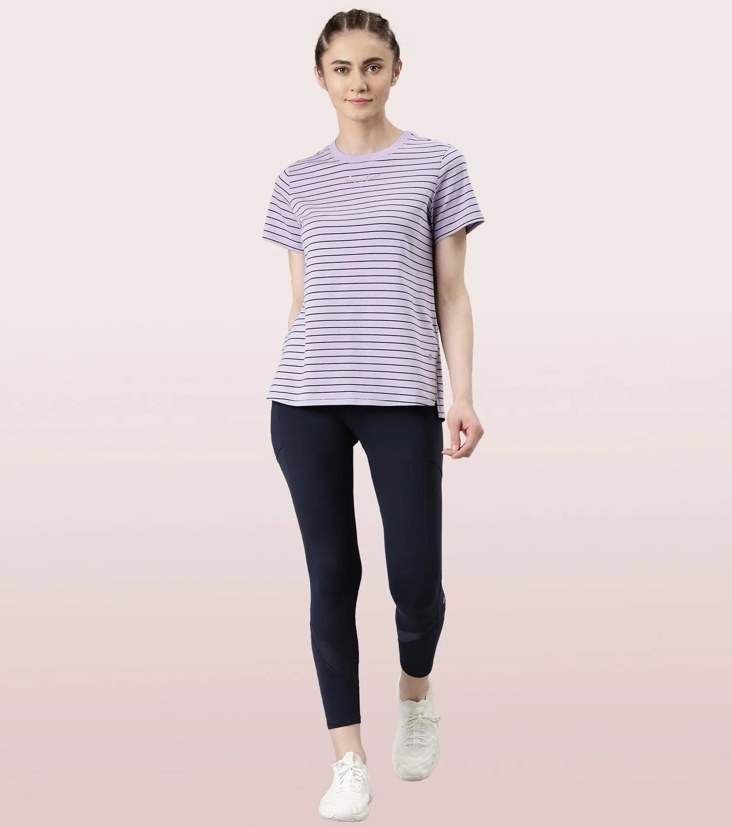 Active Cotton Tee -Stripes | Yarn Dyed Stripe Short Sleeve Anti-Odour Cotton Tee With Graphic