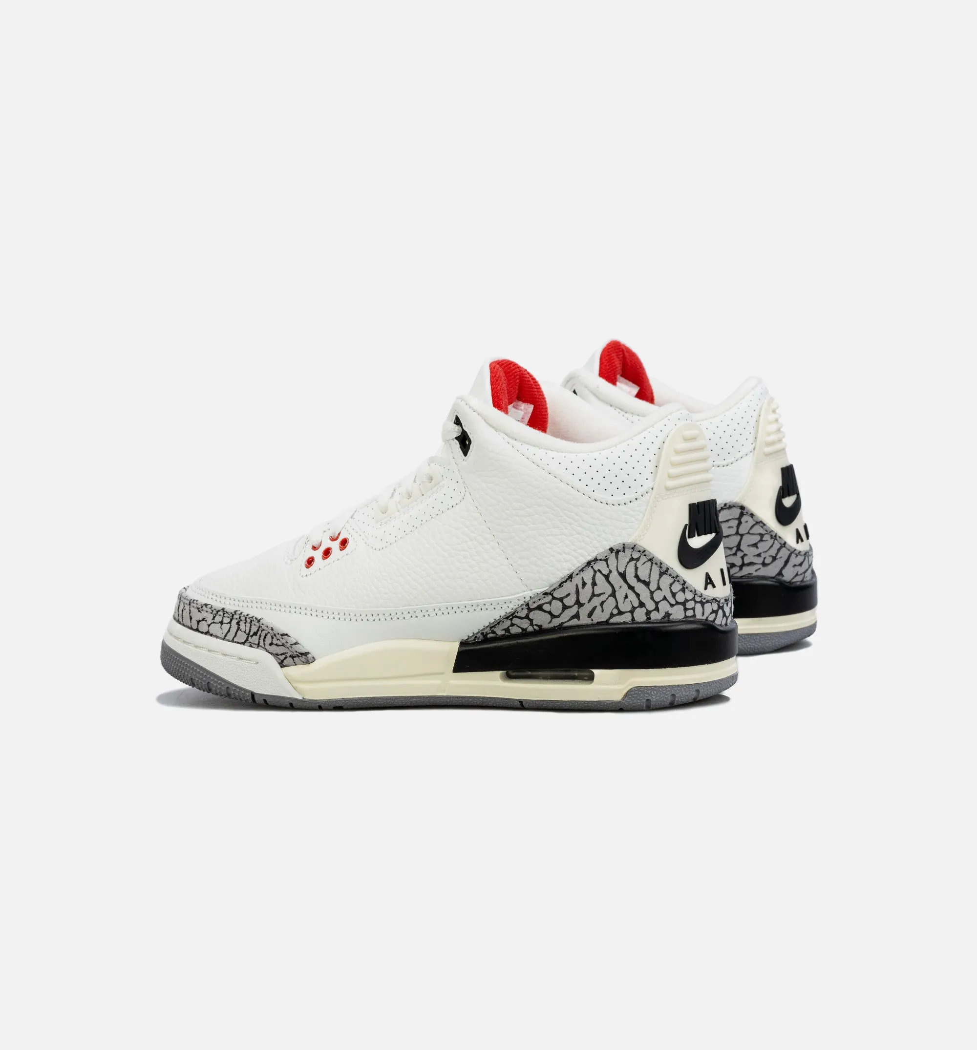 Air Jordan 3 Retro White Cement Reimagined Grade School Lifestyle Shoe - White/Red/Grey