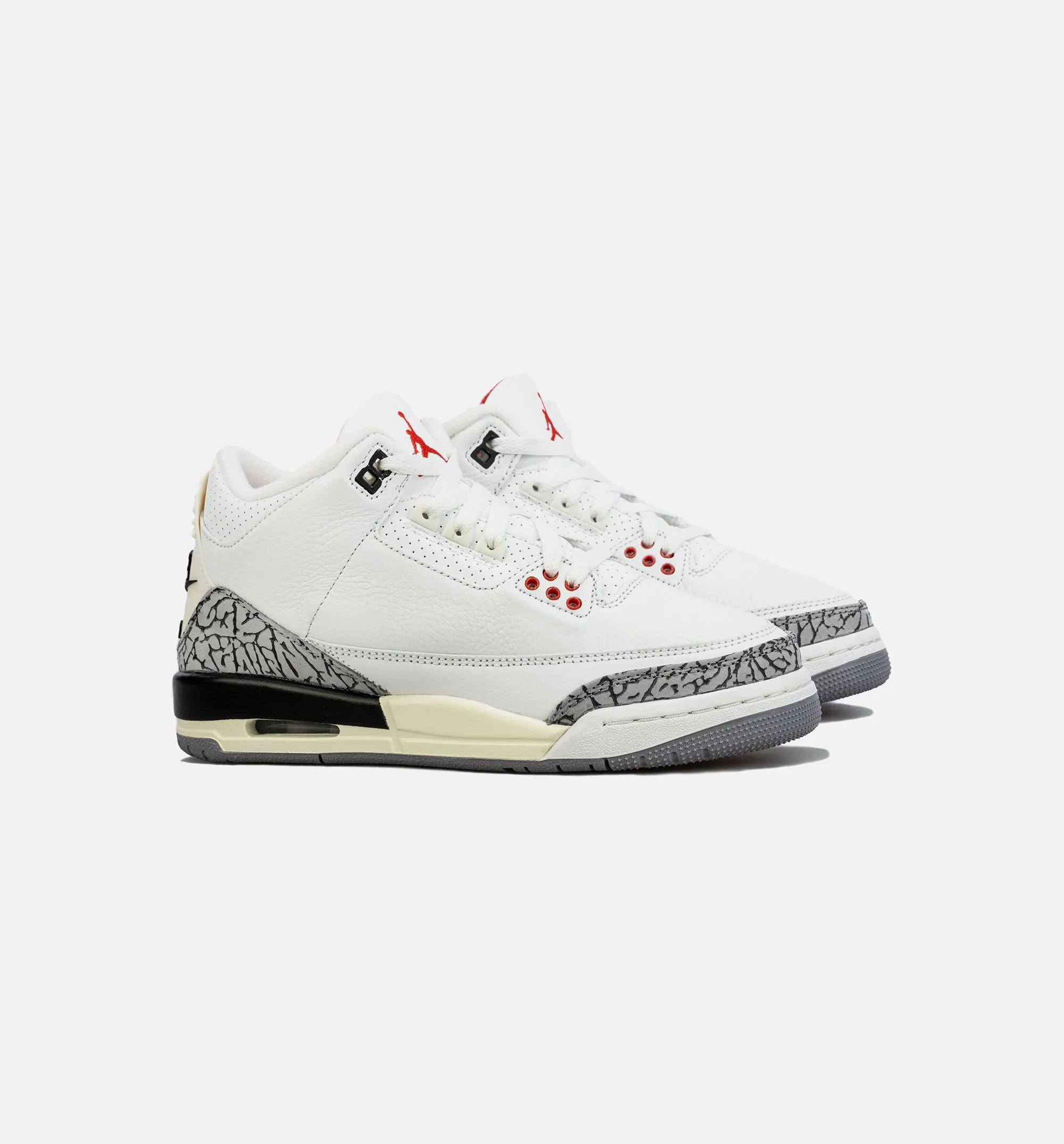 Air Jordan 3 Retro White Cement Reimagined Grade School Lifestyle Shoe - White/Red/Grey