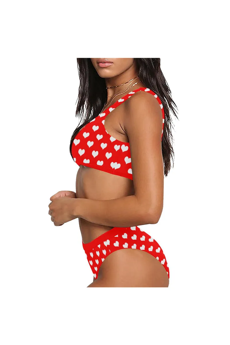 All Hearts Sport Top & High-Waist Bikini Swimsuit