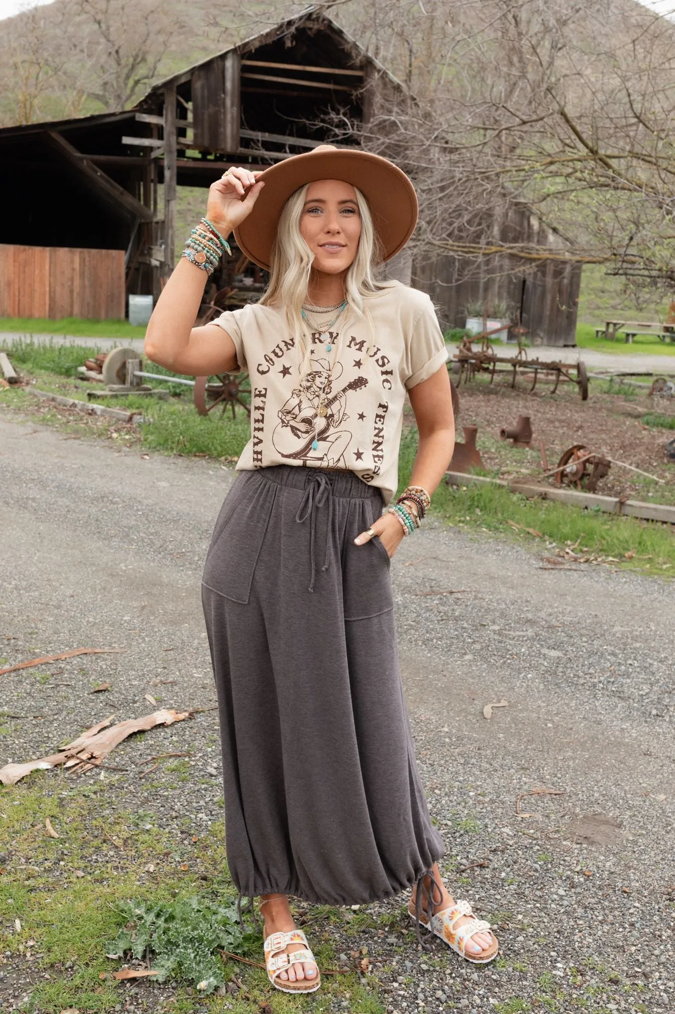 All In Drawstring Maxi Skirt - Mocha Gray