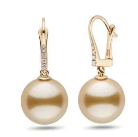 Allure Collection Golden South Sea 13.0-14.0 mm Pearl & Diamond Dangle Earrings