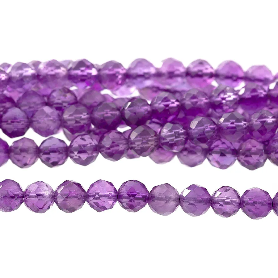 Amethyst 4mm Round Faceted A Grade - 15-16 Inch