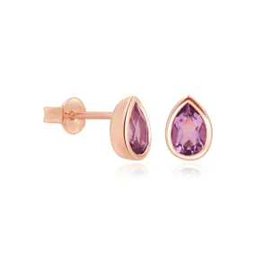 Amethyst Teardrop Earrings  Bezel