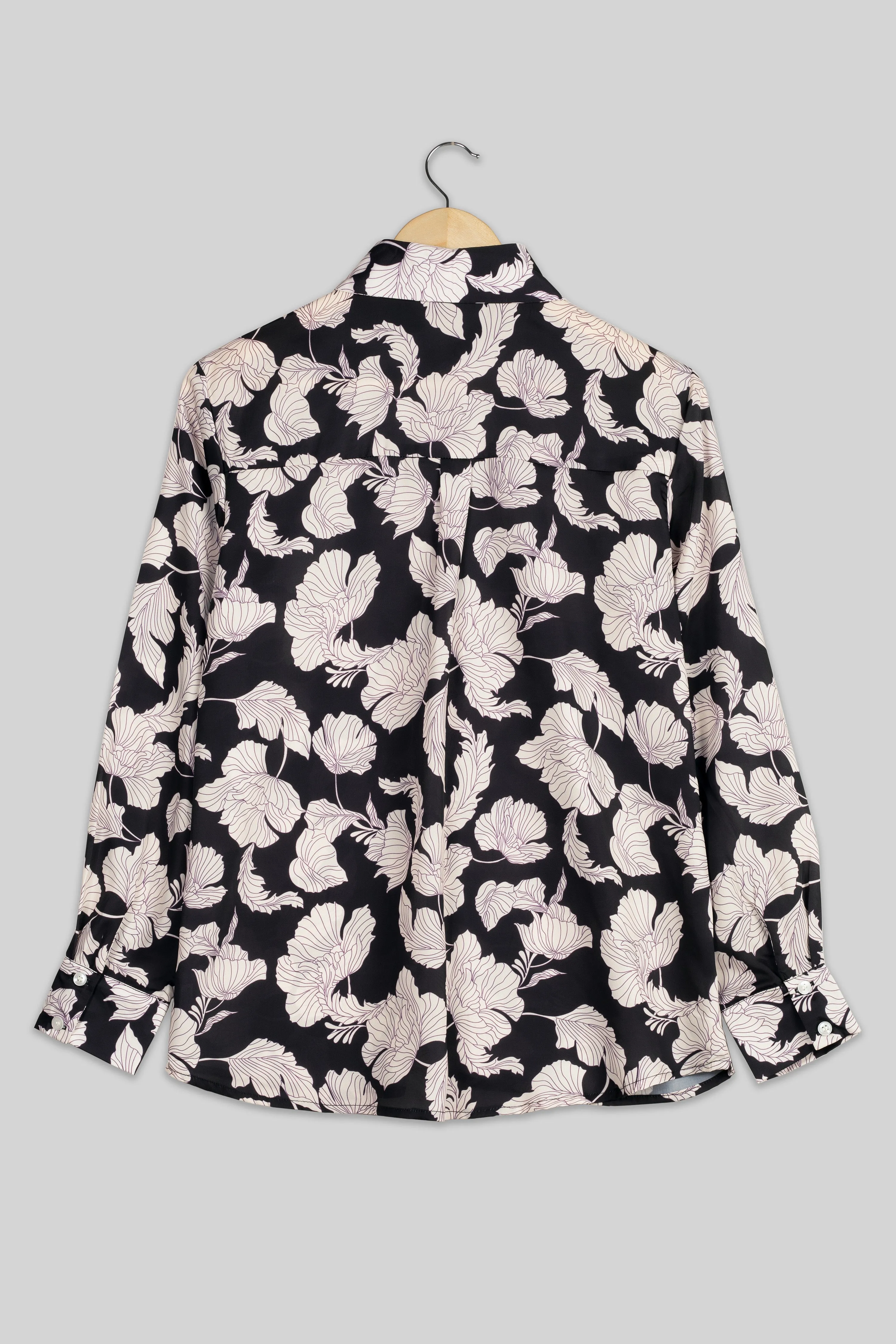 Ancient Black Floral Shirt For Women