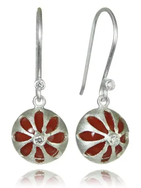 Arabesque Flower Cut Out Earring Drops (Carnelian)