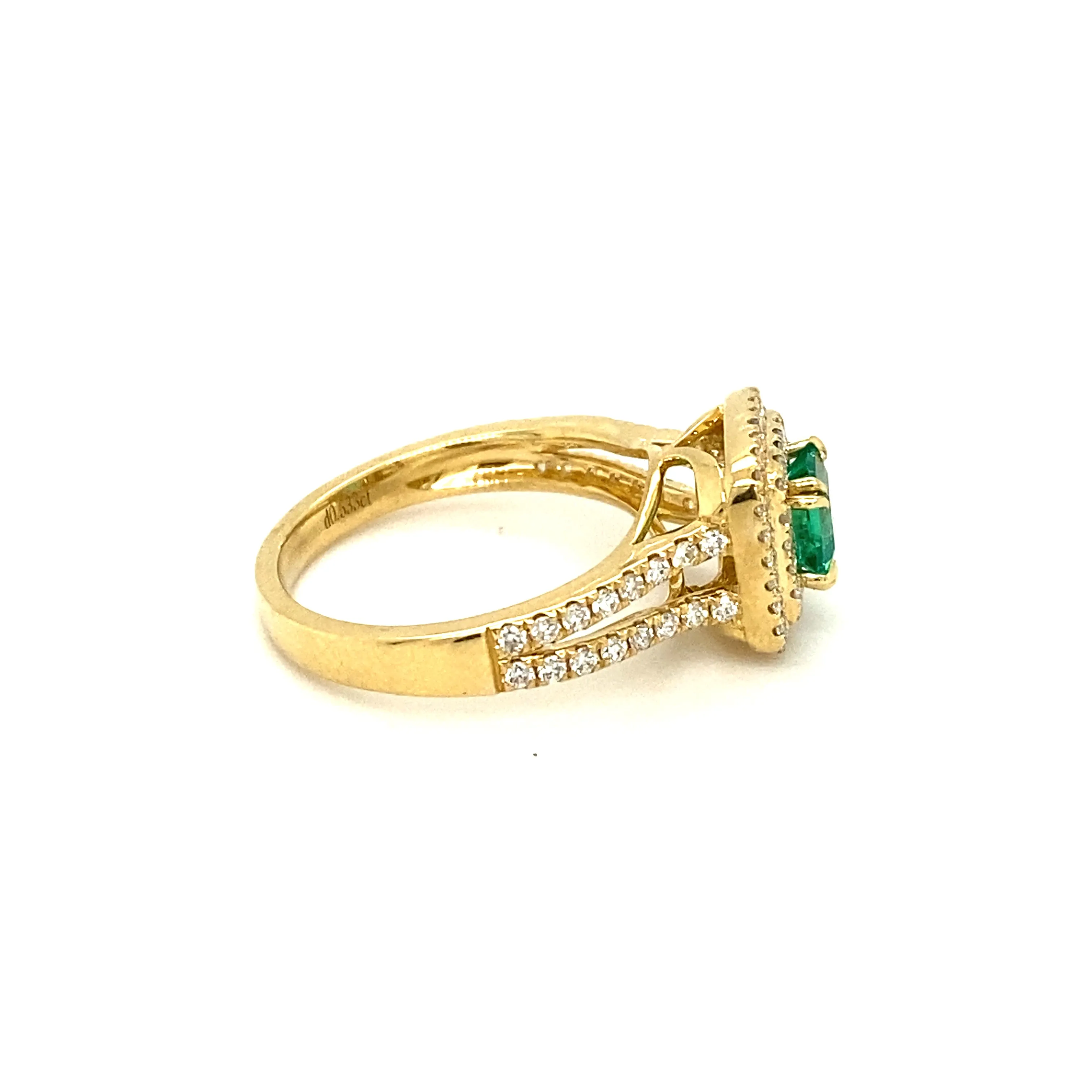 Asscher Cut Emerald and Diamond Double Halo Ring