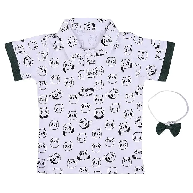 Baby Boys Panda Printed Dungaree Set