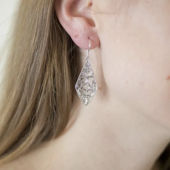 Balinese Filigree Silver Earrings