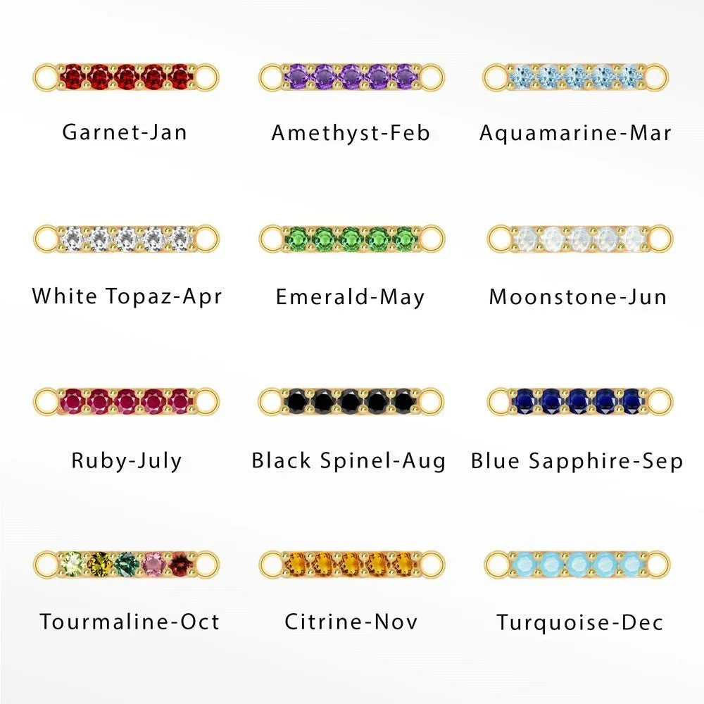 Bar 11.5mm Natural Gemstone 14k Gold Connectors for Permanent Jewelry