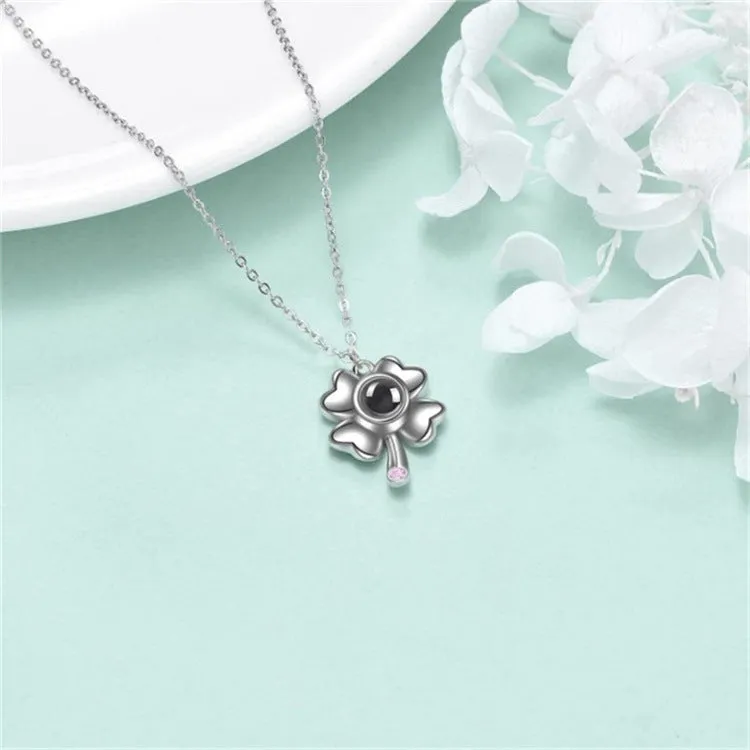 Beautiful Four-leaf Clover Necklace for Women with Picture Inside