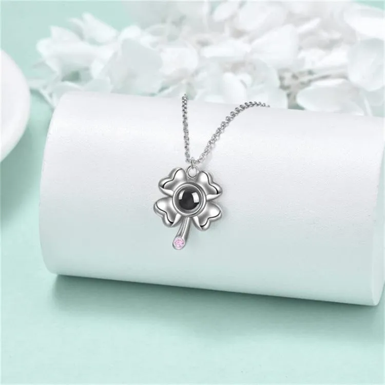 Beautiful Four-leaf Clover Necklace for Women with Picture Inside