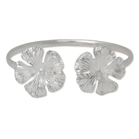 Better Jewelry Large Hibiscus Flower .925 Sterling Silver Bangle, 24 grams, 1 piece