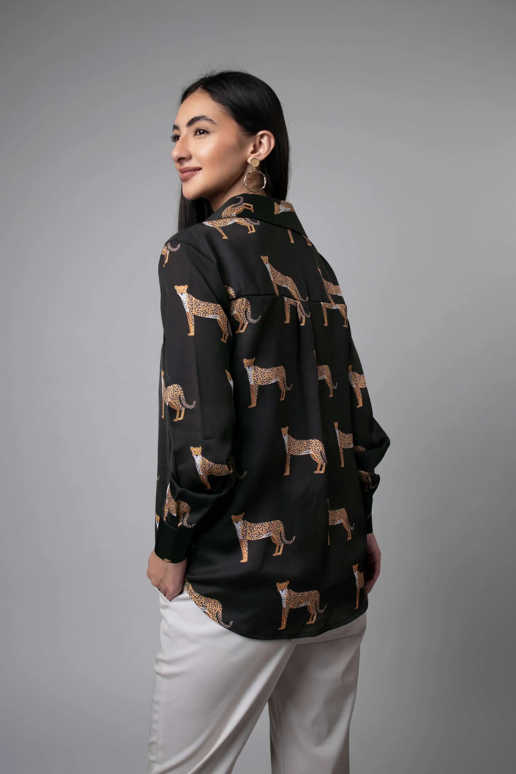 Black Leopard Printed Shirt