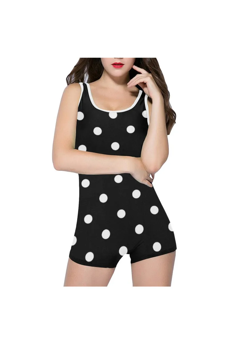 Black Polka Dot Classic One Piece Swimwear