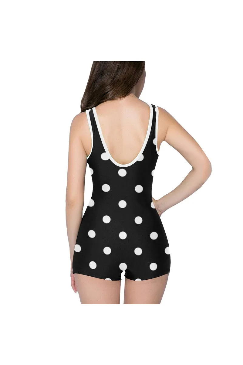 Black Polka Dot Classic One Piece Swimwear