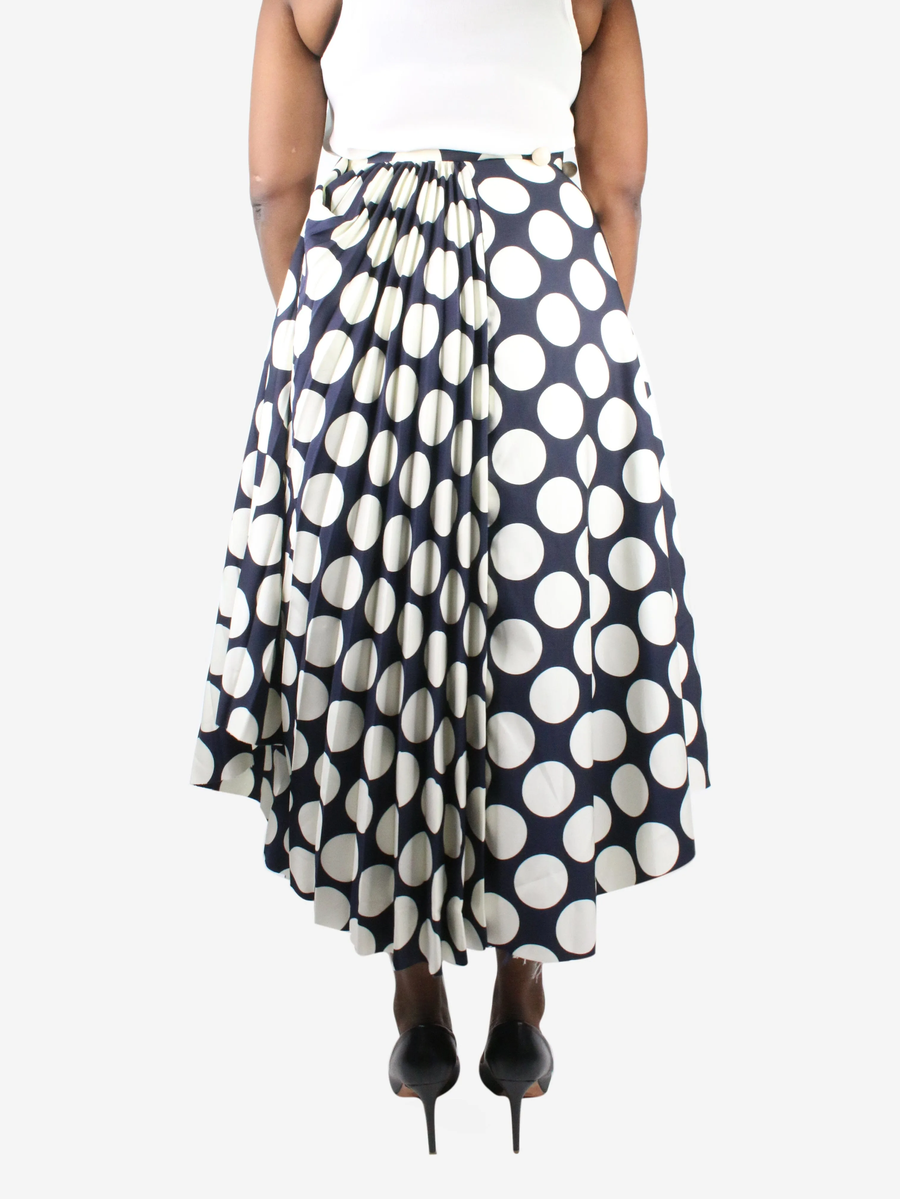 Blue polka dot pleated skirt - size FR 40